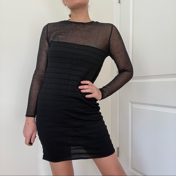 Zara Knit Mini Dress With Sheer Sleeves - Picture 11 of 11